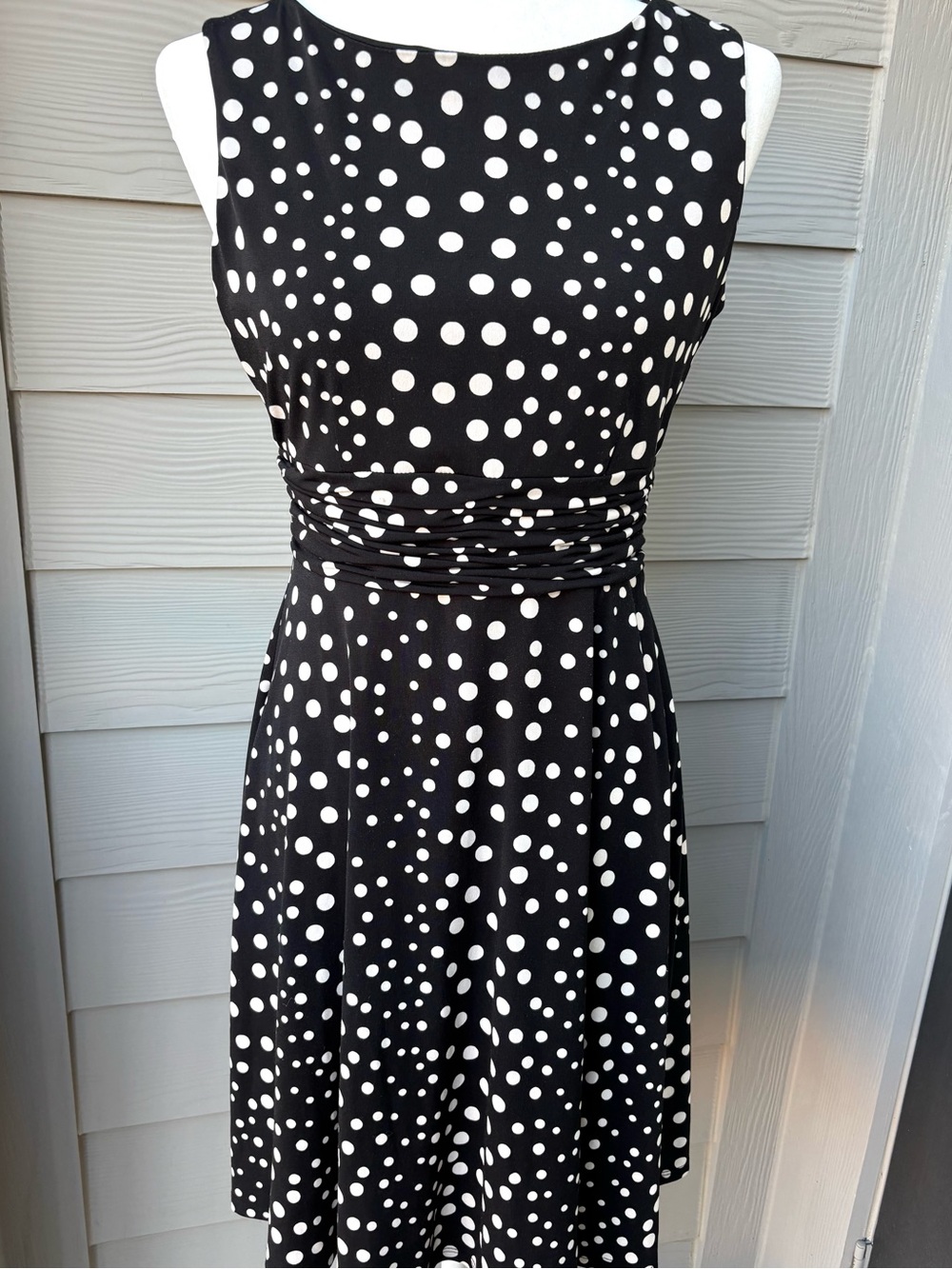 Jessica Howard Black White Polka Dot Fit & Flare Dress Petite 6P